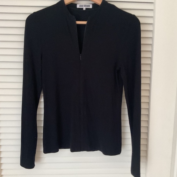 Joah Brown Invisible Half Zip Black Flexrib Top M/L - Picture 4 of 5